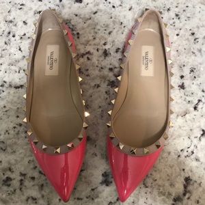 VALENTINO Rockstud Hot Pink Flats